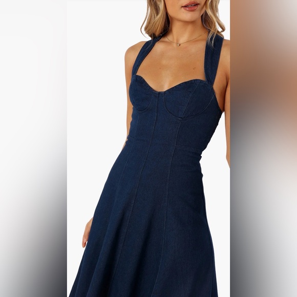 NWT Petal & Pup Elegant Everly Crossback Denim Dress SzL - Picture 4 of 14